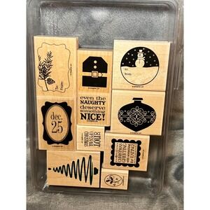 Stampin Up Wood Rubber Stamps Christmas‎ Holiday Card Making Craft Set